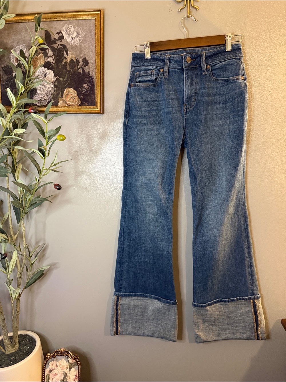 Shyanne Joni High Rise Trouser Jeans 26x32 Wide Cuff Western Boho - Picture 3 of 9